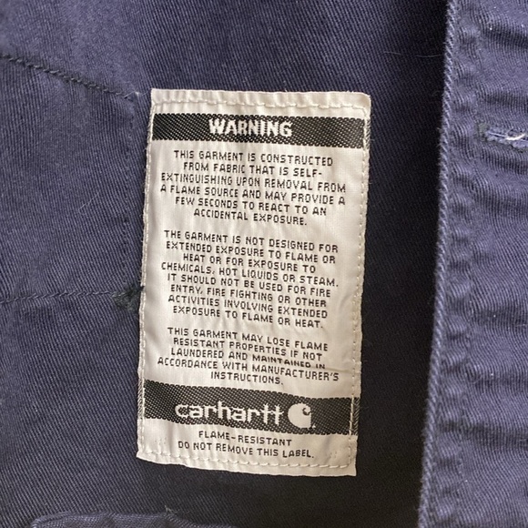 Carhartt Long sleeve Fire resistant Shirt Men’s SZ MT Navy Workwear heavy duty - Picture 3 of 9